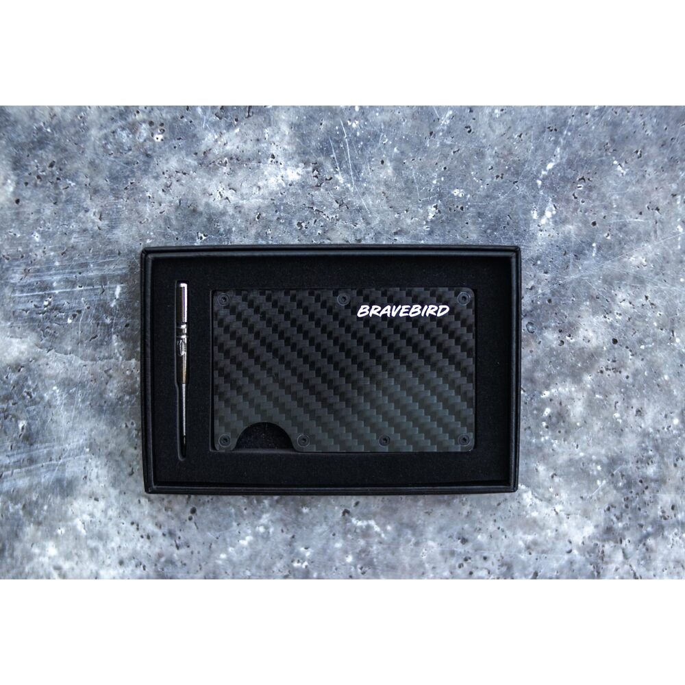 7068 Slim Metal Wallet Card Holder Carbon Fiber Color 8-9 Card Capacity - Picture 8 of 9